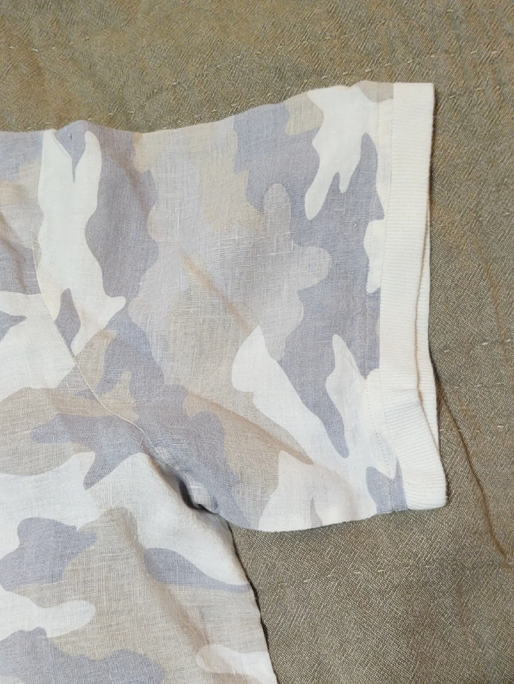 Kyla Seo Linen Light Neutral Camo Shirt size 2X